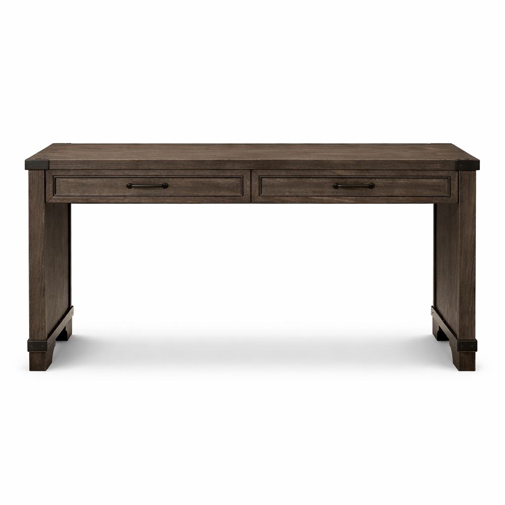 GoShipFurniture 56" Solid Wood Writing Desk – Dual Drawer Storage