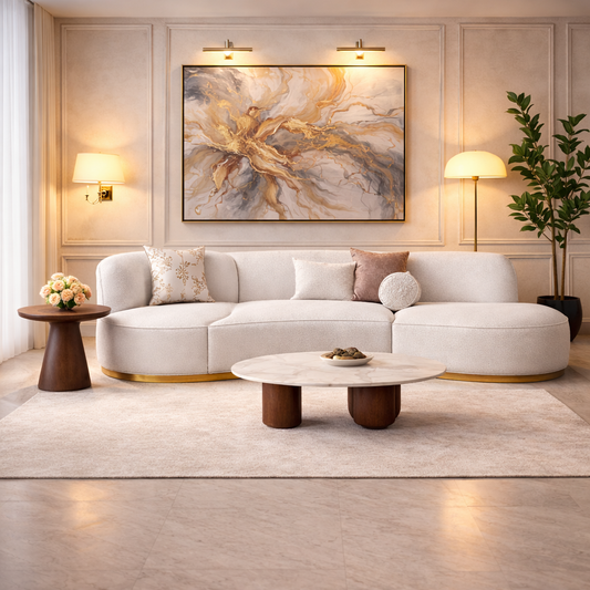 GoShipFurniture Curved Modular Sectional Sofa – 139.8" Wide