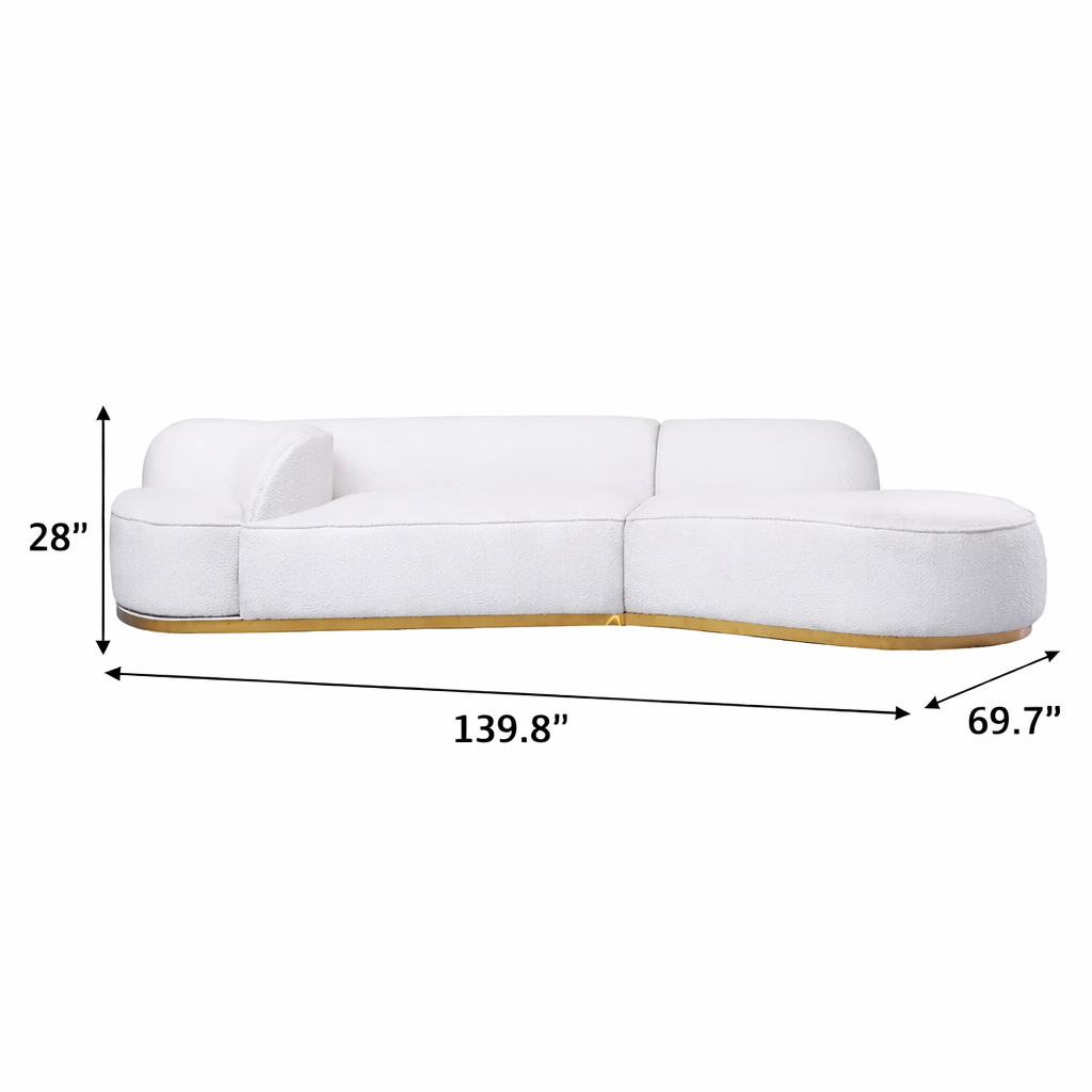 GoShipFurniture Curved Modular Sectional Sofa – 139.8" Wide