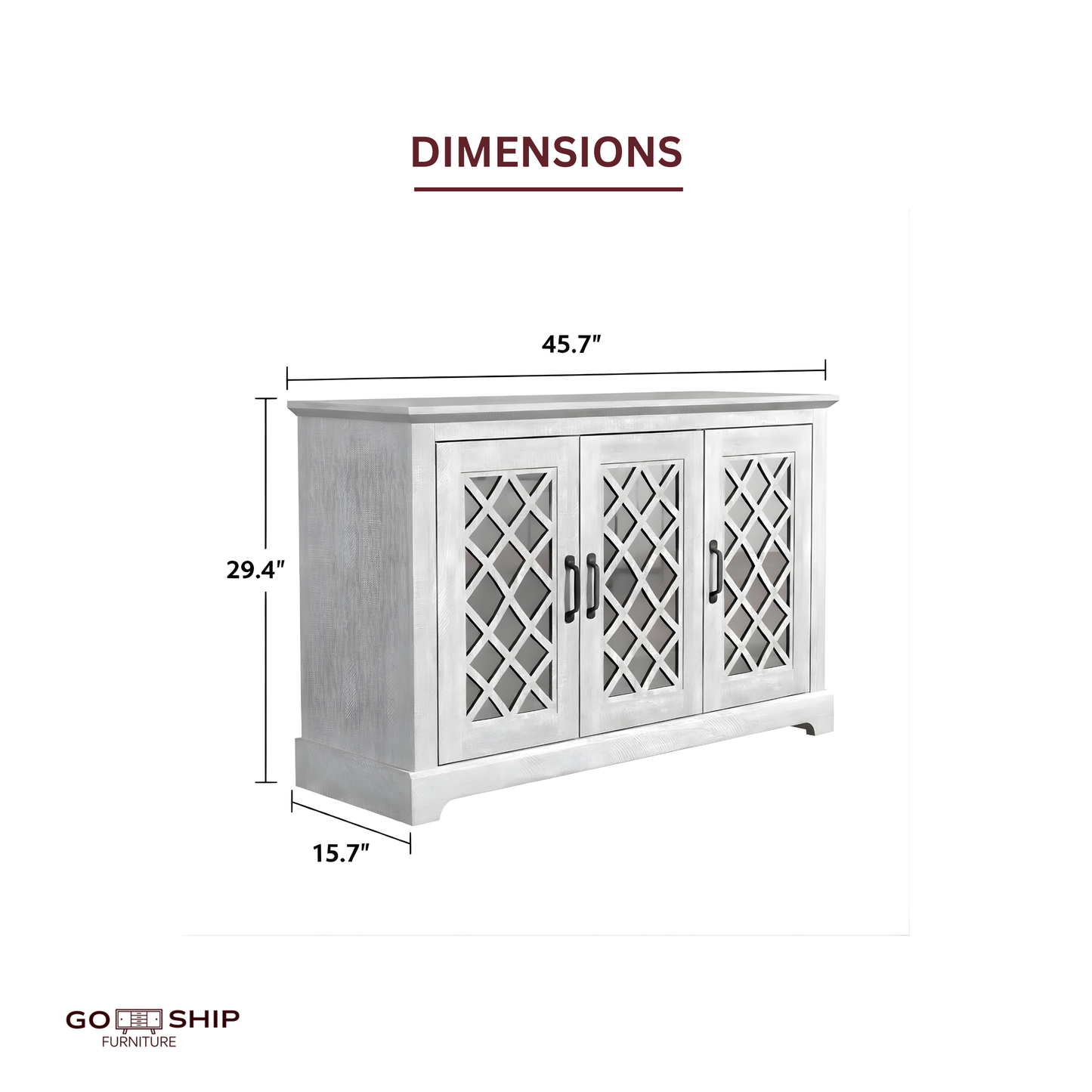 45.73'' Mirror Cutout 3-Door Sideboard