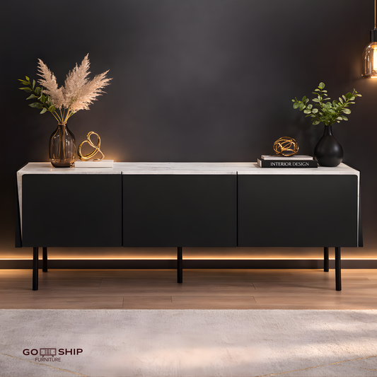 63″ Black Sideboard — Modern Storage Cabinet