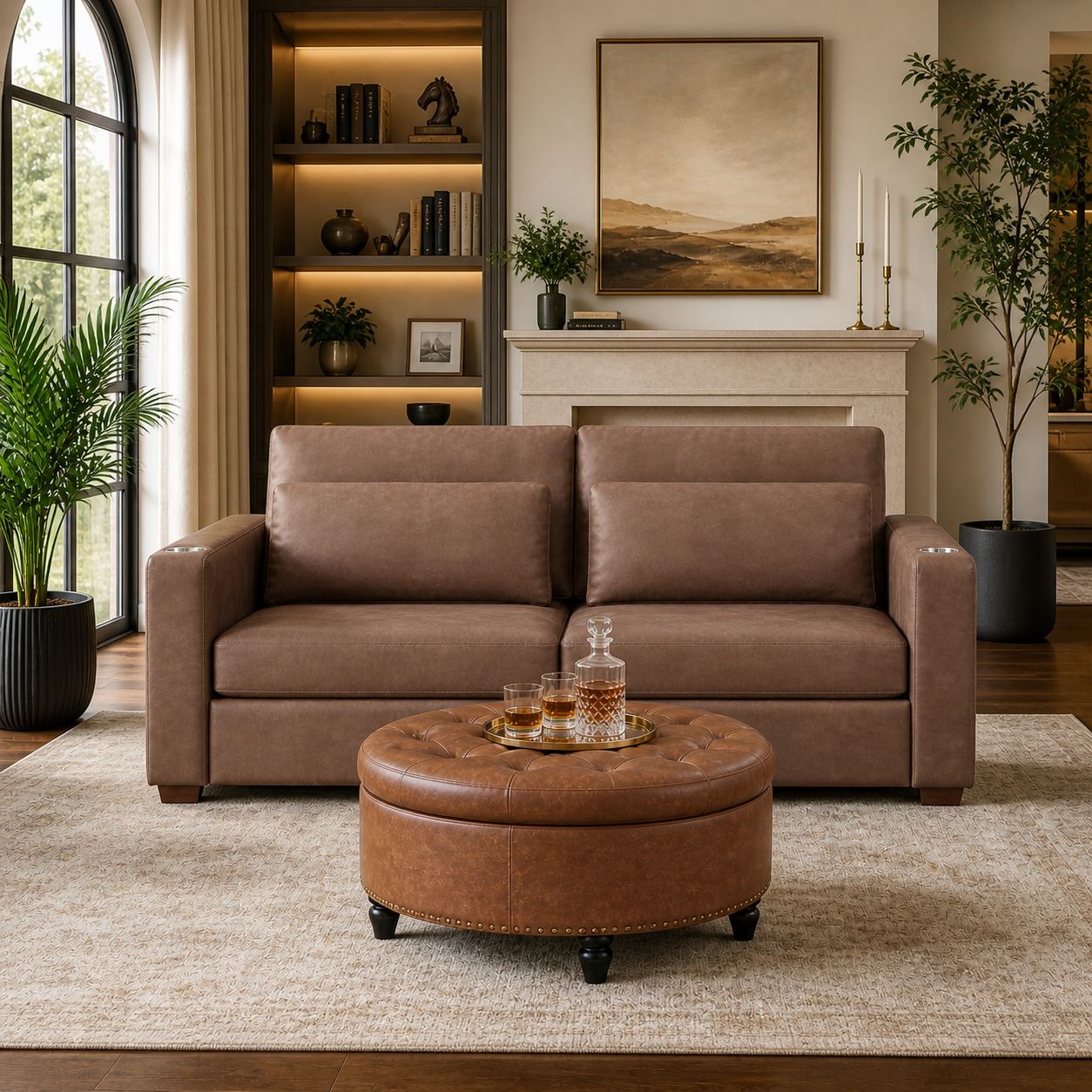 GoShipFurniture Living Room Seating Set – 89" Sofa & 30" Storage Ottoman
