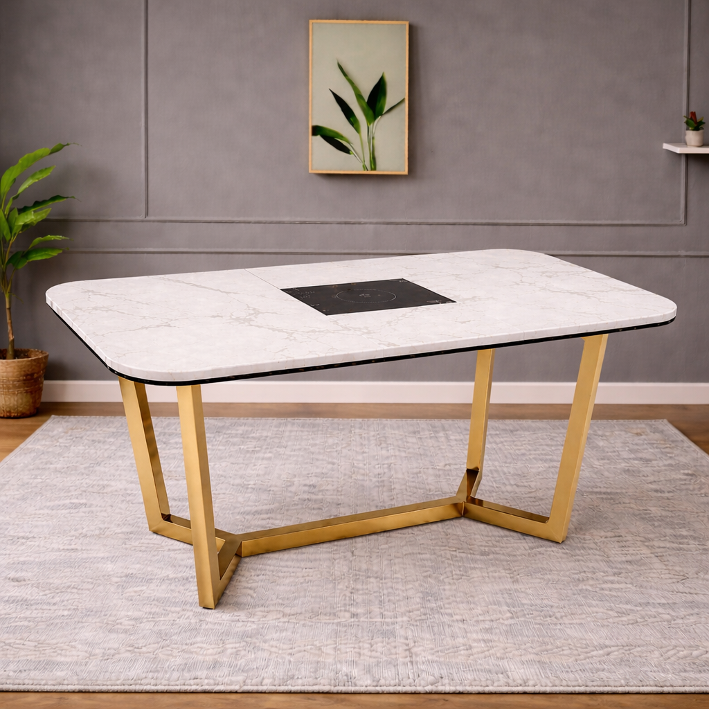 GoShipFurniture Dining set with Gold Base – Induction Center