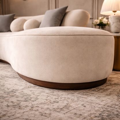 GoShipFurniture Curved Upholstered Sofa – Sculpted Backrest, 10 ft